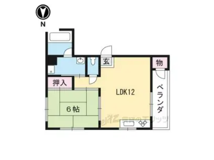 地下鉄烏丸線 五条駅(京都市営) 徒歩3分 9階建 築45年(1LDK/8階)の間取り写真