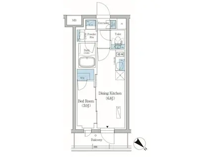 プライムブリス品川旗の台(1DK/3階)の間取り写真
