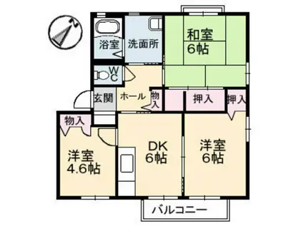 イーストパーク C棟(3DK/2階)の間取り写真