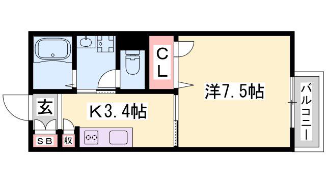 インステージ繁昌I(1K/1階)の間取り写真