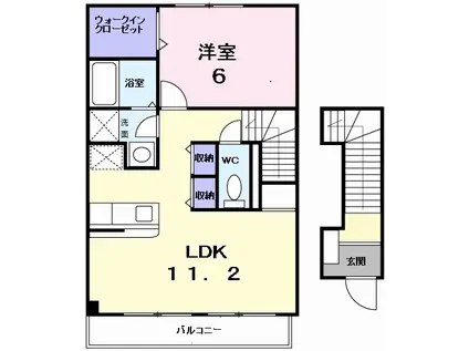 ネクスト・グランブルー II(1LDK/2階)の間取り写真