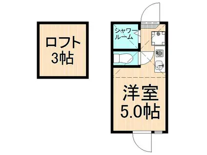 カーサコモド(ワンルーム/2階)の間取り写真