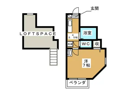 クイーンシップ横須賀中央(1K/2階)の間取り写真