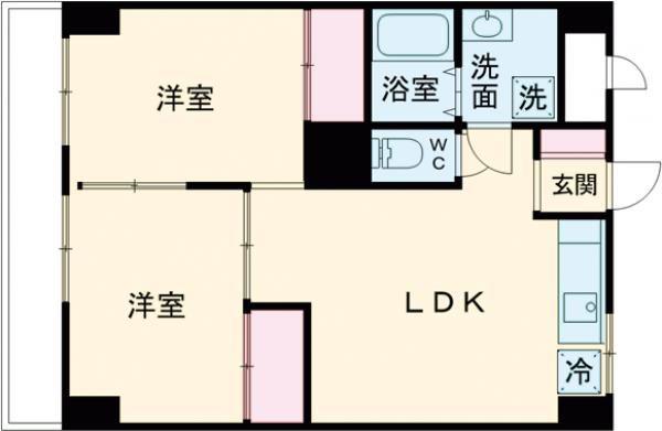 広栄ハイツ(2LDK/3階)の間取り写真