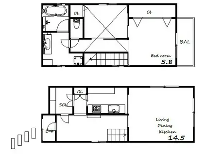 FELICE王子公園(2LDK/1階)の間取り写真