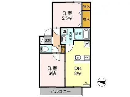 グランディール親和(2DK/2階)の間取り写真