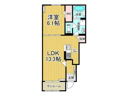 サザンクロス(1LDK/1階)の間取り写真