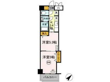 木下鉱産ビルII(2K/7階)の間取り写真