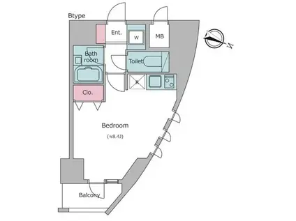 レジディア東品川(ワンルーム/2階)の間取り写真