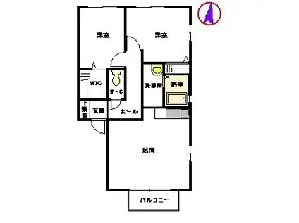 ピーチカーサ C(2LDK/2階)の間取り写真