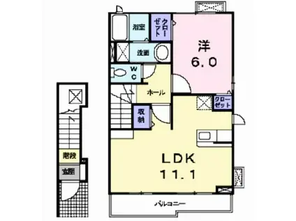 ベルハーモニーA(1LDK/2階)の間取り写真