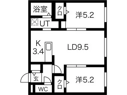 SERAM桑園(2LDK/3階)の間取り写真
