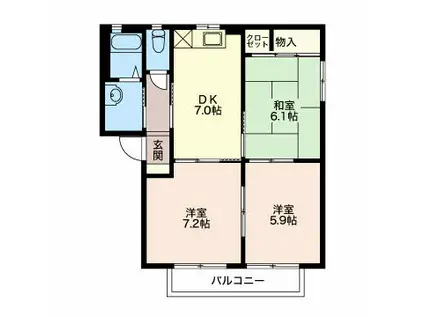 カサグランデ仲道(3DK/1階)の間取り写真