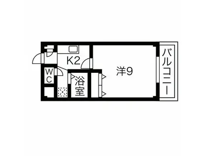 プチメゾン稲生II(1K/2階)の間取り写真