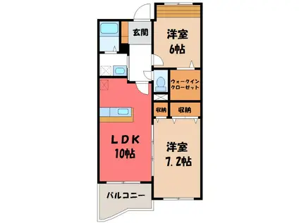 グランツブリーゼ(2LDK/2階)の間取り写真