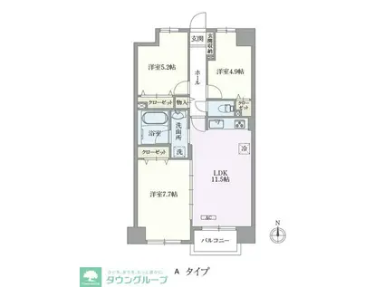 U COURT 西新井(3LDK/9階)の間取り写真