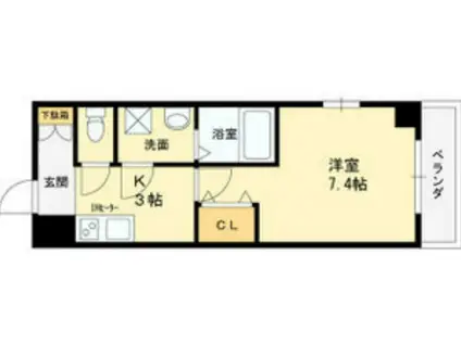 グランドゥール九条(1K/4階)の間取り写真