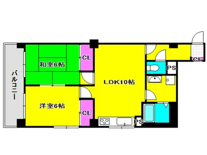 黒瀬ビル(2LDK/3階)の間取り写真