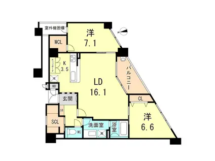 サーパス明石太寺(2LDK/7階)の間取り写真