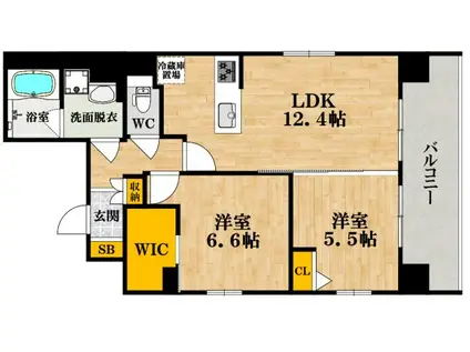 ふぁみーゆ夕陽ケ丘(2LDK/10階)の間取り写真