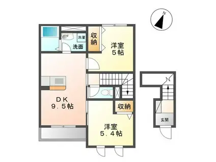 コンフィード(2DK/2階)の間取り写真