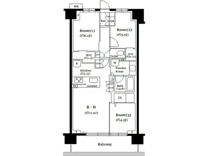 ガーラ・レジデンス葛西(3LDK/5階)の間取り写真