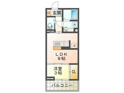 ディーシャンブル鵜の森(1LDK/2階)の間取り写真