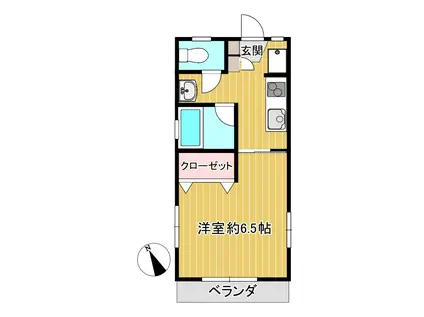 ヴィレッジ東(1K/1階)の間取り写真