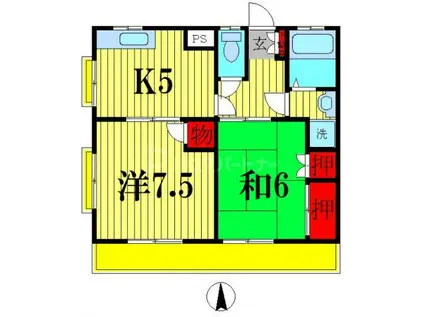 メゾン関場1(2K/1階)の間取り写真