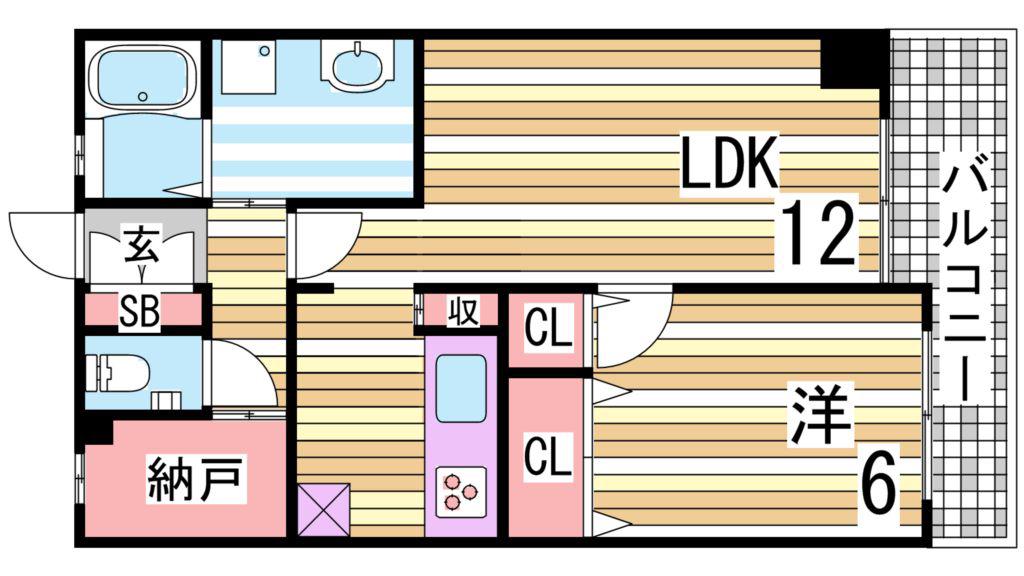アーバネックス元町通(1LDK/2階)の間取り写真