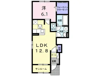 シャルムローズ(1LDK/1階)の間取り写真