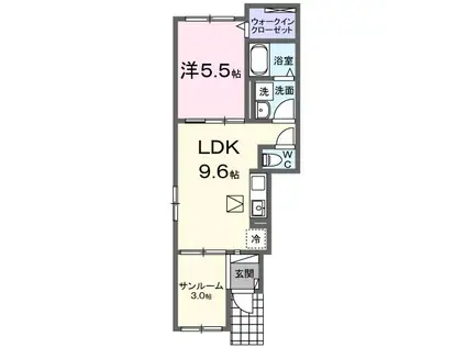 リヴェールIII(1LDK/1階)の間取り写真