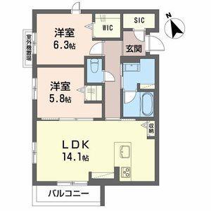 セントリビエ(2LDK/2階)の間取り写真