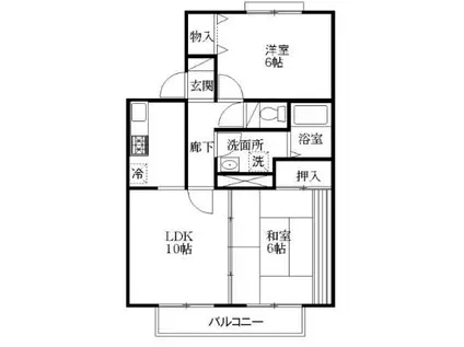 セジュール湊高台G(2LDK/1階)の間取り写真