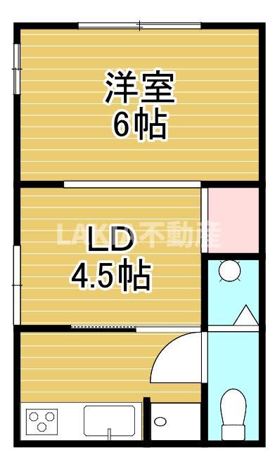 はちふく文化GAMO-4(1DK/1階)の間取り写真