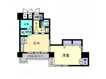 ドリームスクェアーかやまち(1DK/2階)の間取り写真