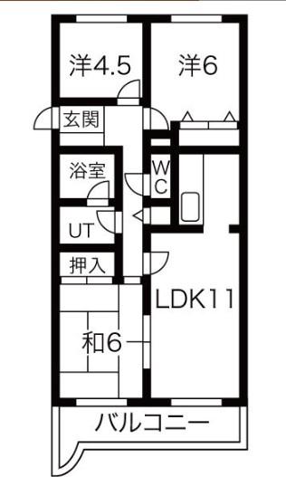 エミネンス覚王山(2LDK/3階)の間取り写真