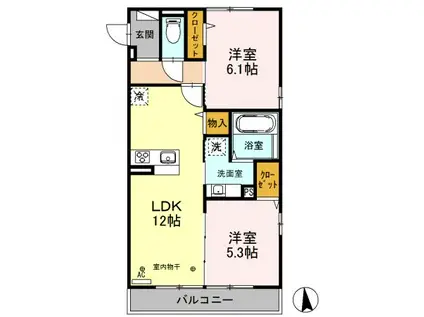 オリヴィエ(2LDK/3階)の間取り写真