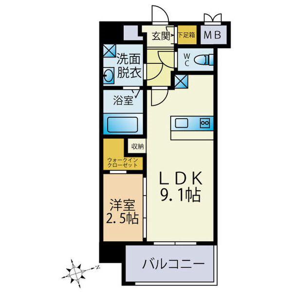 T・T城西(1LDK/9階)の間取り写真
