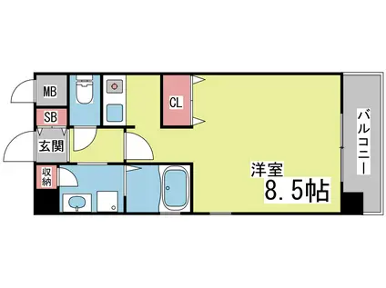 フェンテ新在家(1K/5階)の間取り写真