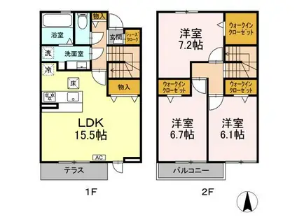 パークヒルズ(3LDK/1階)の間取り写真