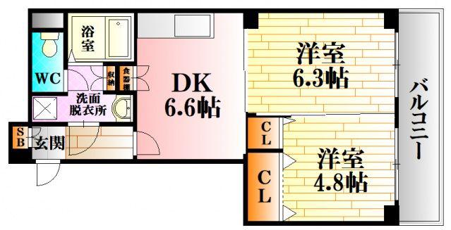 第一大内ビル(2DK/2階)の間取り写真