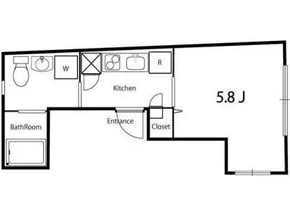 リラプレイス渋谷(1K/2階)の間取り写真