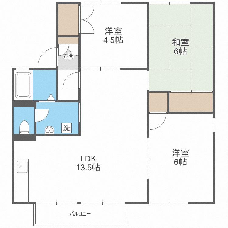 セジュールプルニエ(3LDK/2階)の間取り写真