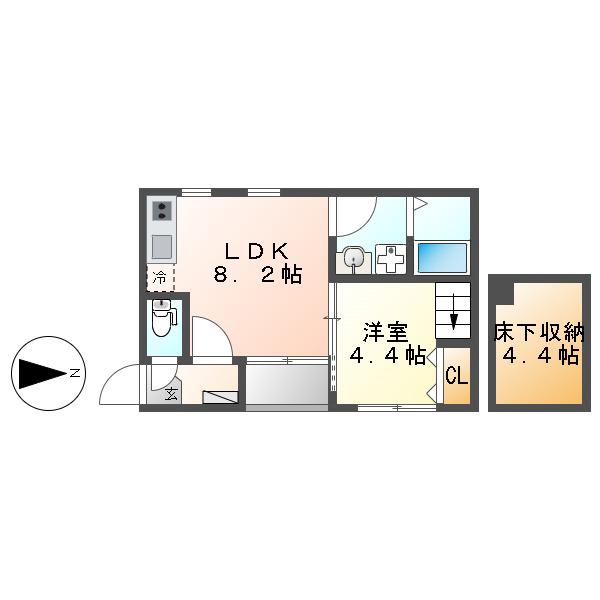NEXSTAGE烏森(1SLDK/2階)の間取り写真