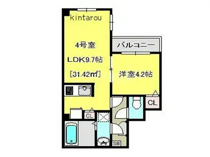 ルラーシュ南町(1LDK/3階)の間取り写真