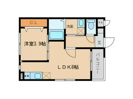 MOVE山王イースト(1LDK/3階)の間取り写真