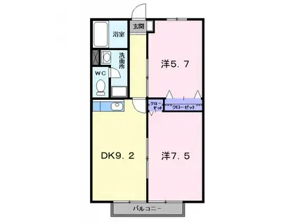 NEW CITY森本II(2DK/2階)の間取り写真