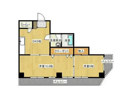 ベルマンション鈴力(1LDK/2階)の間取り写真