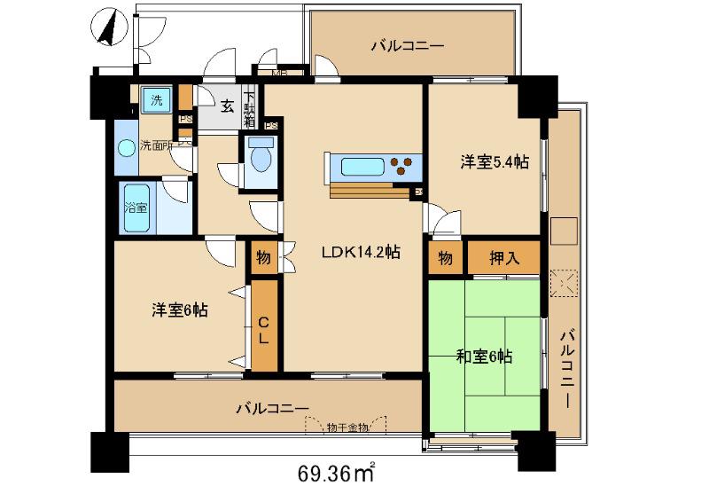 ラシーナ高崎(3LDK/3階)の間取り写真